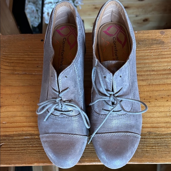 Comfortiva Women's Lace-Up Heels - Shimmering Silver - Picture 2 of 7